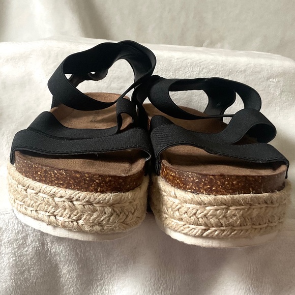 Black Pierre Dumas Jute Espadrille Platform Ankle Strap Sandals Size 6 - Picture 8 of 14